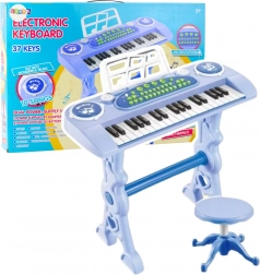 Pianină electronică pentru copii cu microfon, 37 clape, albastră