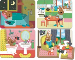 Vilac puzzle din lemn casă – 4 seturi a câte 6 piese în cutie