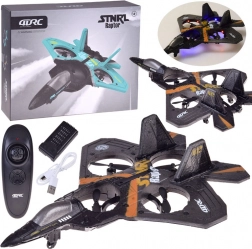 Dron RC Raptor cu rotoare de protecție și iluminare LED – argintiu