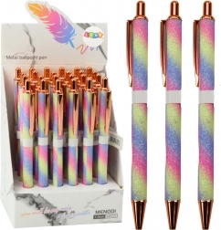 Stilou automat metalic sclipitor cu cerneală albastră 1,0 mm