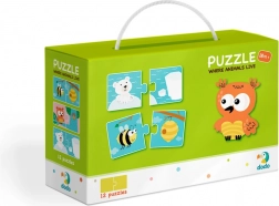 Dodo puzzle animăluțe și locuințele lor