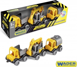 Set de camioane de construcții Kid Cars 3 buc plastic 10 cm WADER