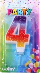 Lumânare de petrecere în formă de cifră 4 cu stele