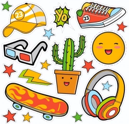 Abțibilduri termotransfer YO – coală mică cu motive de vară