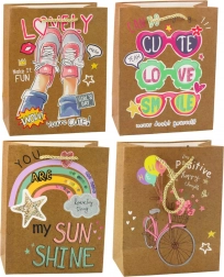 Pungă cadou din hârtie cu motive colorate 23 x 18 x 10,5 cm