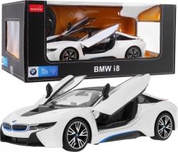Model BMW i8 la scară 1:14 cu telecomandă, alb, de la RASTAR, 2,4 GHz