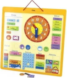 Calendar educațional cu vacuum magnetic din lemn – versiunea cehă, mare