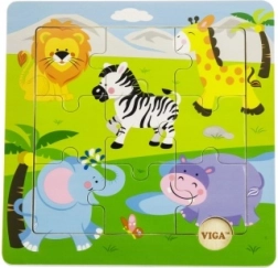 Puzzle din lemn safari pentru copii 18m+