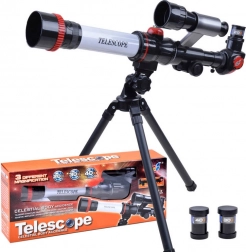 telescope refractor pentru copii cu măriri 20×/30×/40× pe trepied