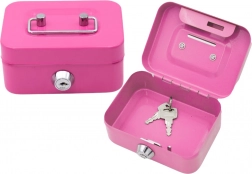 Căsuță de bani din metal cu încuietoare – roz, 2 chei