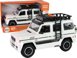 Mașină off-road albă pe baterii cu lumini și sunete