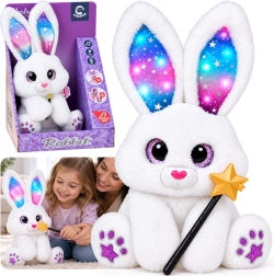 Iepuraș interactiv din pluș alb 30 cm – dansează, luminează, cântă cu bagheta magică - 1 bucată