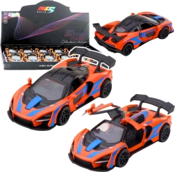 Mașină sport metalică 1:32 cu mecanism pull-back și uși care se deschid – portocaliu
