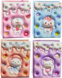 Pungă cadou din hârtie cu ursuleț, culori pastel 23 × 18 × 10,5 cm