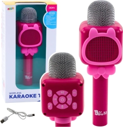 Microfon karaoke Bluetooth fără fir cu schimbător de voce – roz