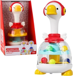 Tobă cu biluțe, gâscă roșie – jucărie interactivă rotativă