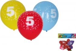 Baloane gonflabile 30 cm cu cifra 5 – set 5 bucăți