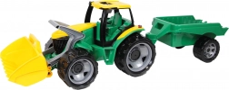 Tractor din plastic cu încărcător frontal și remorcă 90 cm