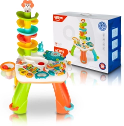 Măsuță interactivă cu tobogan pentru copii, cu lumini și sunete