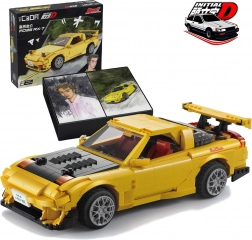 Set de construcție CaDA Mazda RX-7 FD3S Initial D – mașină urbană galbenă 35 cm, 1655 piese