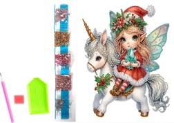 pictură cu diamante pe pânză elf de Crăciun 23 × 30 cm