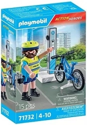 Action Heroes patrulă ciclistă de poliție cu e‑bike PLAYMOBIL