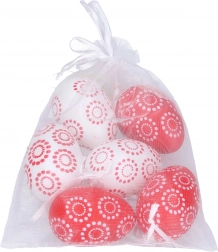 Ouă decorative din plastic, roșu și alb 4x6 cm