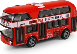 Autobuz londonez metalic cu două etaje cu mecanism pull-back 9,5 cm
