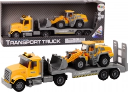 Camion galben cu excavator, lumini și sunete