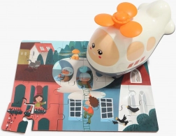 Puzzle din lemn cu jucărie elicopter, 24 piese TOP BRIGHT