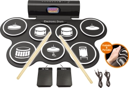 Set de tobe electronice cu pedale și efecte de lumină