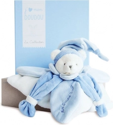 Set cadou Doudou – păturică de pluș albastră cu ursuleț 24 cm