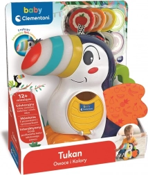 Tucan interactiv Adrian – învățare despre fructe și culori, sorter jetoane, versiune CZ/SK de la Clementoni