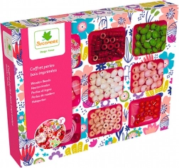 Mărgele din lemn în cutie cu compartimente pentru realizarea bijuteriilor