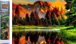 Pictură cu diamante Apus de soare la lac 30x40 cm