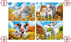 Puzzle Castorland animăluțe iubitoare 4 în 1 (8, 12, 15, 20 piese)