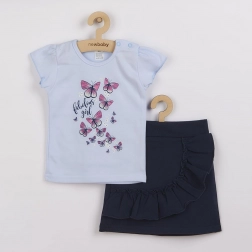 Set pentru bebeluși tricou și fustiță NEW BABY Butterflies albastră
