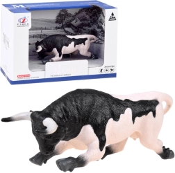 Figurină animal taur alb-negru gata de atac