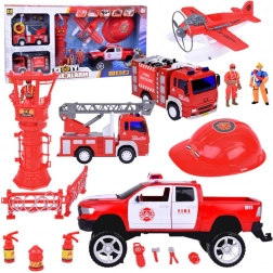 Set mare de vehicule de pompieri cu cască
