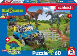 Puzzle SCHMIDT SCHLEICH giganți preistorici, 60 de piese + figurină