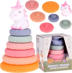 Jucărie de stivuire colorată Unicorn cu inele din spumă