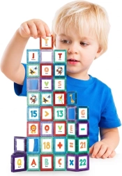 Set de construcție educațional magnetic Woopie, spațiu, litere, 70 de piese
