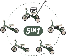 Petite&Mars tricicletă multifuncțională 5în1 Turbo misty green
