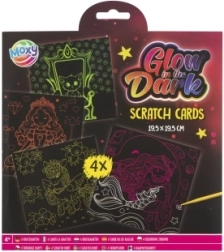 Planșe de răzuit fosforescente – motiv pentru fete, set 4 buc.