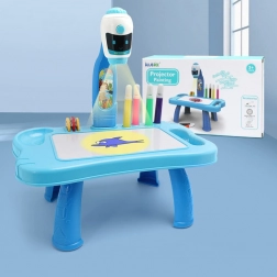 Mini proiector de desen 2‑în‑1 – măsuță robotică, albastru