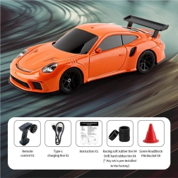 Mașină RC pentru drift 1:43 portocalie cu accesorii