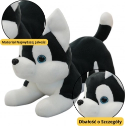 Jucărie de pluș cățeluș Husky alb-negru 30cm