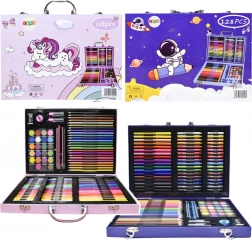 Set de artă în valiză cu unicorn roz 128 piese