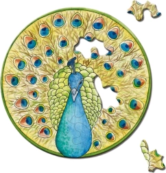 Puzzle mini rotund CURIOSI Picoli – păun, 33 piese