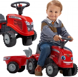 FALK tractor pentru copii BABY MASSEY FERGUSON cu remorcă și accesorii, roșu